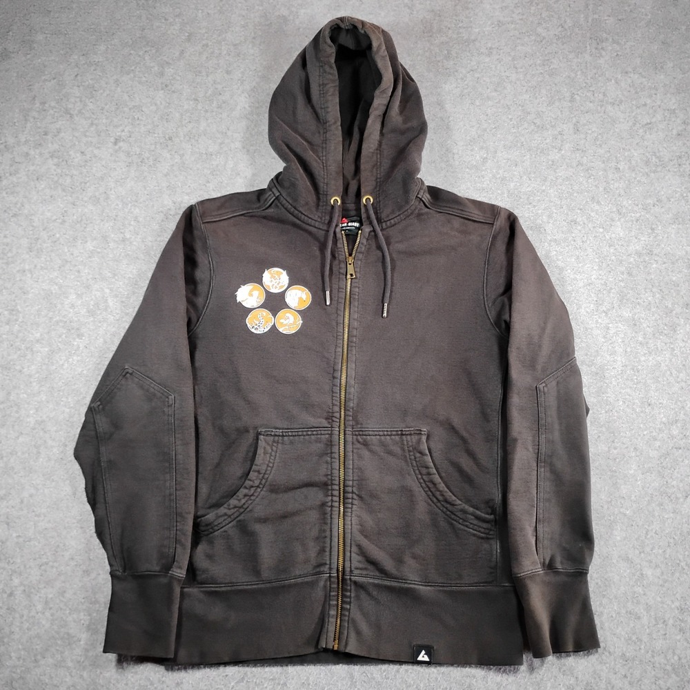 American Giant Mens Full‎ Zip Graphic Map Hoodie Black Heavyweight Made in USA M